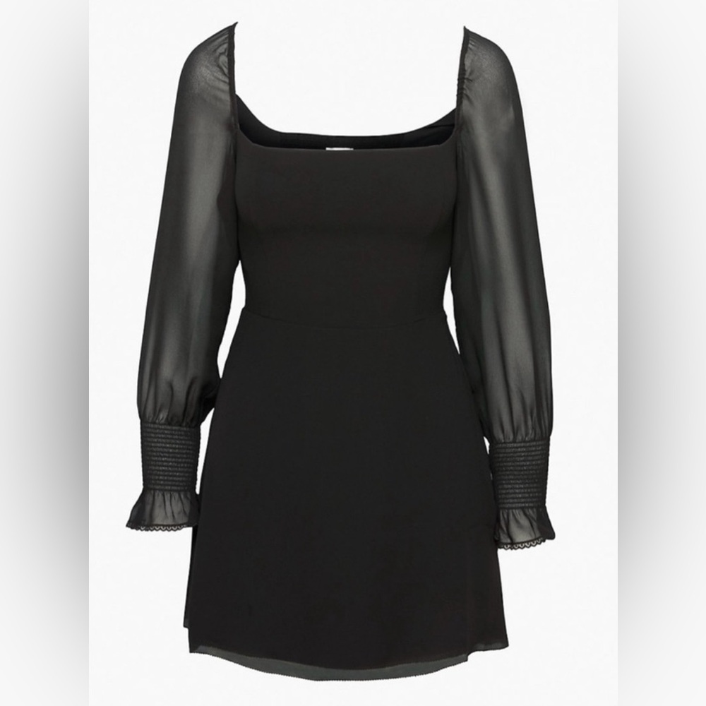 Wilfred Black Sheath Dress with Bishop Sleeves and Square Neck